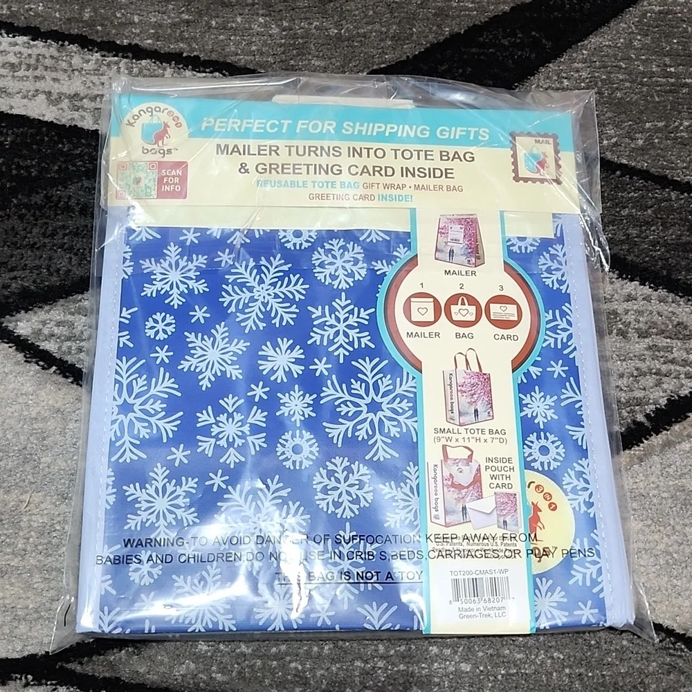 SNOWFLAKE KANGAROOO 3-IN-1 REUSABLE GIFT MAILER BAG SET-OF-2 BUNDLE